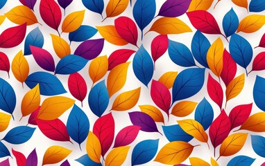 A vibrant, colorful pattern of stylized leaves in various shades, creating a lively and artistic design ideal for backgrounds or decor.