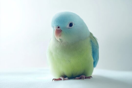 Parrotlet: Pacific Parrotlet Bird in Studio with Lovebirds in Green and Blue colors