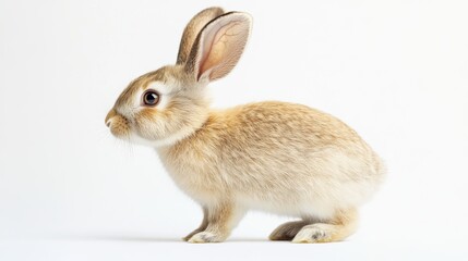 Obraz premium Cute baby rabbit in profile, symbolizing Easter, springtime renewal, pet love, family moments, adorable animals, nature connection, vibrant and playful energy.