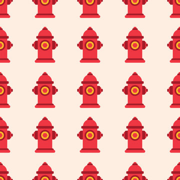 Fire hydrant seamless pattern. Flat vector illustration for background, packaging, cover, wrapping paper
