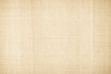 Brown sackcloth woven texture background in natural pattern. Jute hessian burlap, linen background in light beige cream color blank. Weaving canvas fiber line cotton cloth textured as organic.