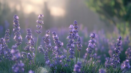Lavender flowers in a garden. Lilac bush close-up