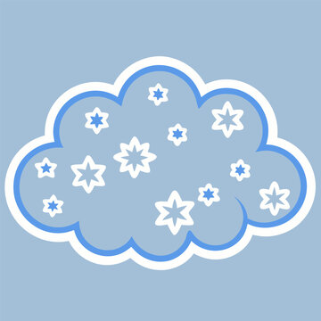 A blue sky cloud computing icon design with a vector sun and weather elements