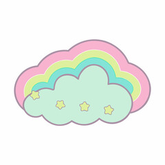 A blue vector cloud icon, a simple weather symbol