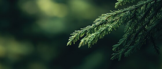 Close-up of fresh green pine needles, nature texture, forest tranquility, eco-friendly themes, Earth Day inspiration, seasonal greenery, organic beauty, peaceful vibes.