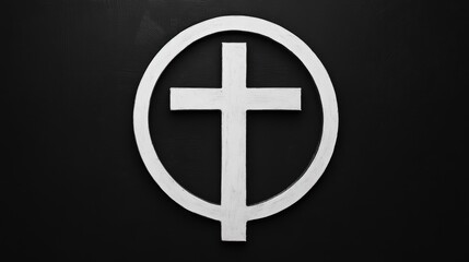 Fototapeta premium Christian cross symbol, faith, hope, spirituality, religious symbol, worship, Easter celebration, black background, minimalistic design, sacred imagery.