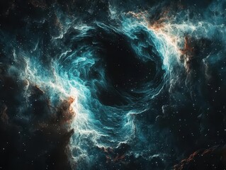 Nebula formation: A cosmic swirl of dust and gas, illuminated by starlight. A celestial vortex creating a mesmerizing cosmic dance.