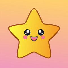 A yellow cartoon cat vector with a funny smiling face and big, happy eyes