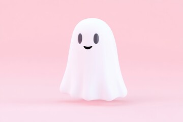 Cute, floating ghost, pastel pink background