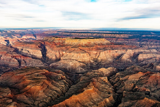 Aerial view of the Grand Canyon showcasing its vast and rugged landscape in the USA