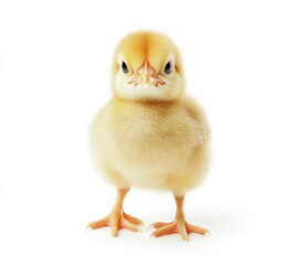 Obraz premium A cute little yellow chick standing on two legs 