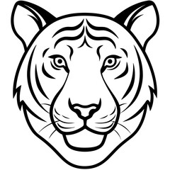 tiger head silhouette vector black outline