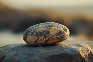 A single rock sits atop another larger rock formation, perfect for use in scenic landscape or geological context images