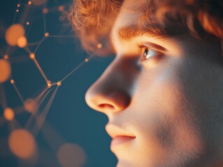 Man's profile with abstract light