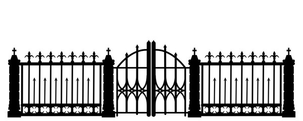 gothic style iron fence silhouette