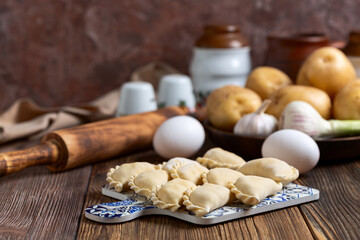 Cooking traditional potato dumplings.