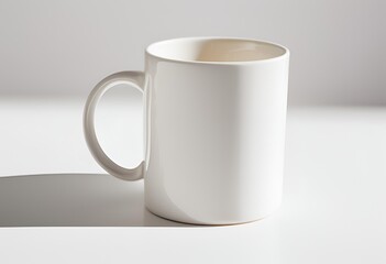Obraz premium Blank white mug mockup with white background