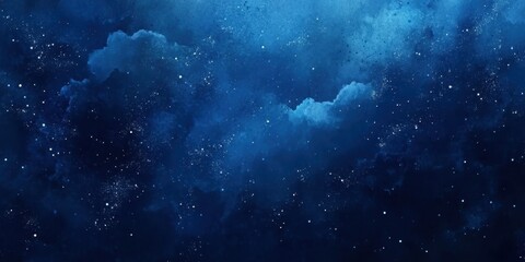 Fototapeta premium Deep blue cosmic nebula with glittering stars in vast space