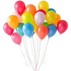 A set of colorful balloons tied together. png isolated background. transparent background