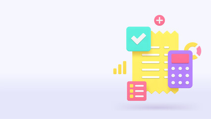 Budget tax accounting receipt financial analyzing banner copy space vector illustration. Analysis calculating finance data examining chart graph control accountancy strategy plan payment bill invoice