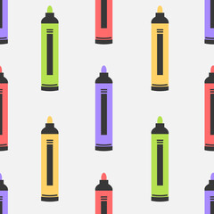 Felt Tip Pen Colorful Seamless Pattern. Vibrant Marker Background. School Office Supplies and Stationery. Text Highlighter in flat style. Repeat vector illustration