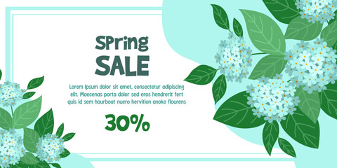 Garden hydrangea banner, seasonal sale