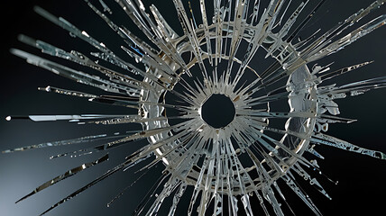 Metallic Circular Sculpture with Protruding Spikes Radiating Outward Against Dark Background

