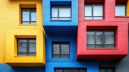 Obraz premium Contemporary Minimalist Design with Vibrant Gradients on Building Exterior