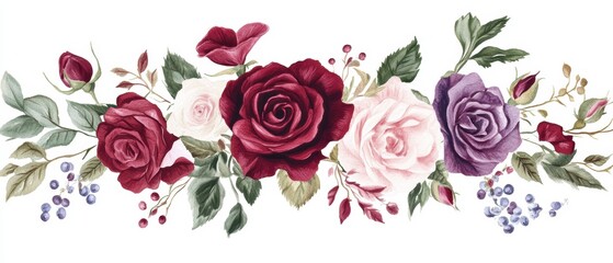 Elegant floral arrangement featuring red and purple roses, perfect for Valentineâ€™s Day, weddings, celebrations of love, romantic decorations, and anniversaries.