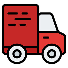 Delivery Truck Icon. Filled Line Editable Stroke