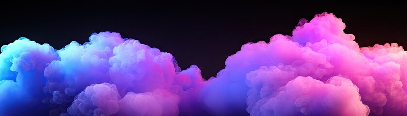 Neon cloudscape, vibrant colors, dark background, design element