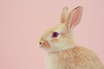 Obraz premium A cute rabbit with soft fur is looking to the side