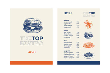 Naklejka premium Vintage sketch fast food poster set. Perfect for menu design, restaurant interior and packaging ads. Hand drawn vector illustrations. Not AI generation