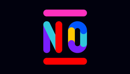 No. Funny banner, speech bubble, poster sticker concept. Geometric colorful style for fun, bright night party, with text No. Phrase, text, message No. Vector Illustration