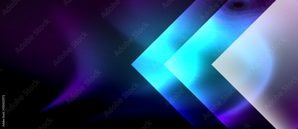 Poster glass squares with neon shiny light abstract background