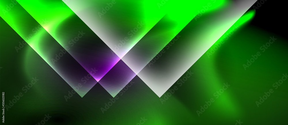 Poster glass squares with neon shiny light abstract background