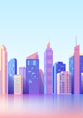 Obraz premium City skyline vertical illustrations Color city buildings