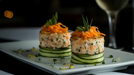 healthy crab avocado salad with pepper and greens