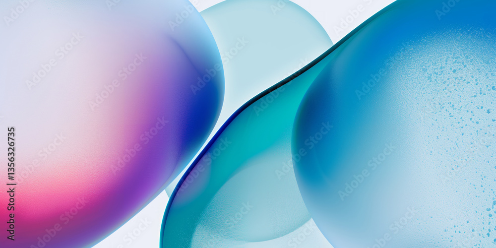 Poster Abstract background with colorful bubbles. Wallpaper with modern shapes. Generative ai