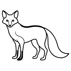 Obraz premium Wild Fox silhouette vector black outline, white background