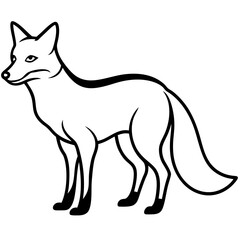 Wild Fox silhouette vector black outline, white background