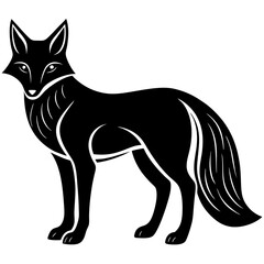 Obraz premium Wild Fox silhouette vector black outline, white background