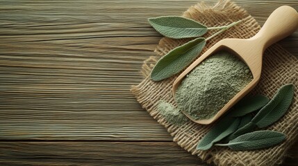 Sage Powder and Leaves Arrangement