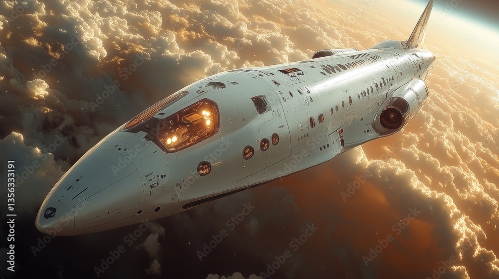 Aufkleber a state of the art spaceplane demonstrates advanced propulsion technology while ascending through th