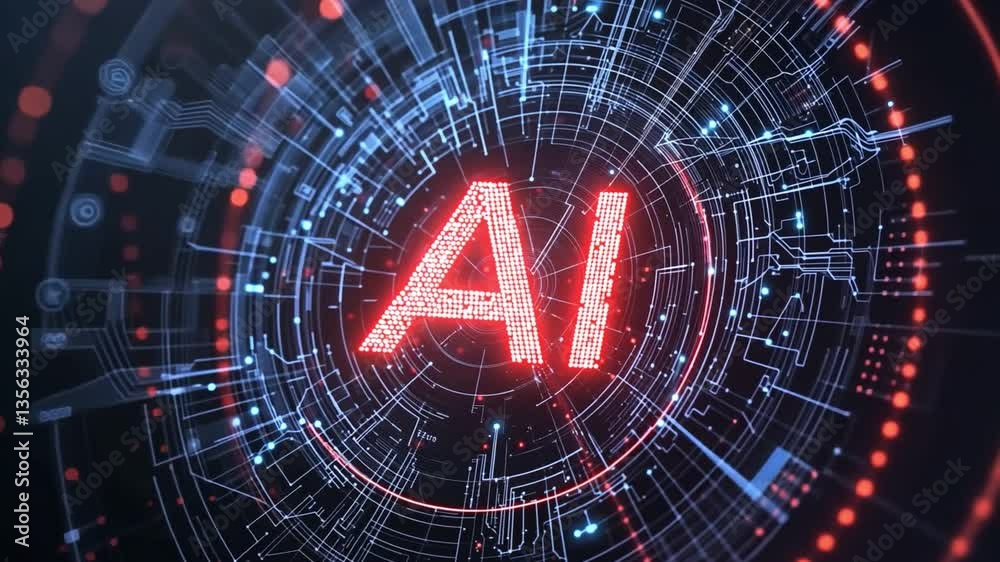 Poster ai concept: a mesmerizing digital rendering of ai, showcasing a glowing 
