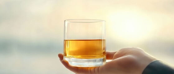 Person holds glass of liquor
