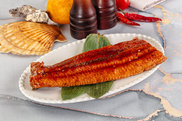 Smoked unagi eel in sause