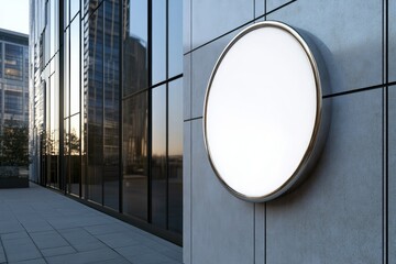 Clear Pixel Visual of Blank Round Sign Board Attached on Wall of the Building