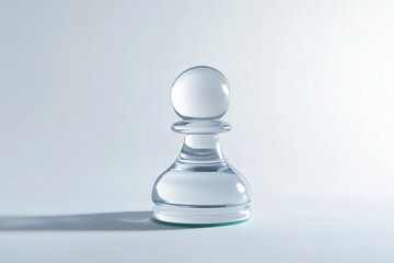 Glass chess pawn on a light surface, casting a shadow.
