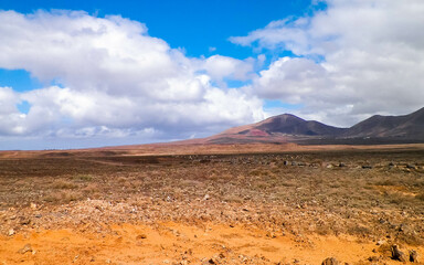 Offroad over desert on Lanzarote Island. - obrazy, fototapety, plakaty